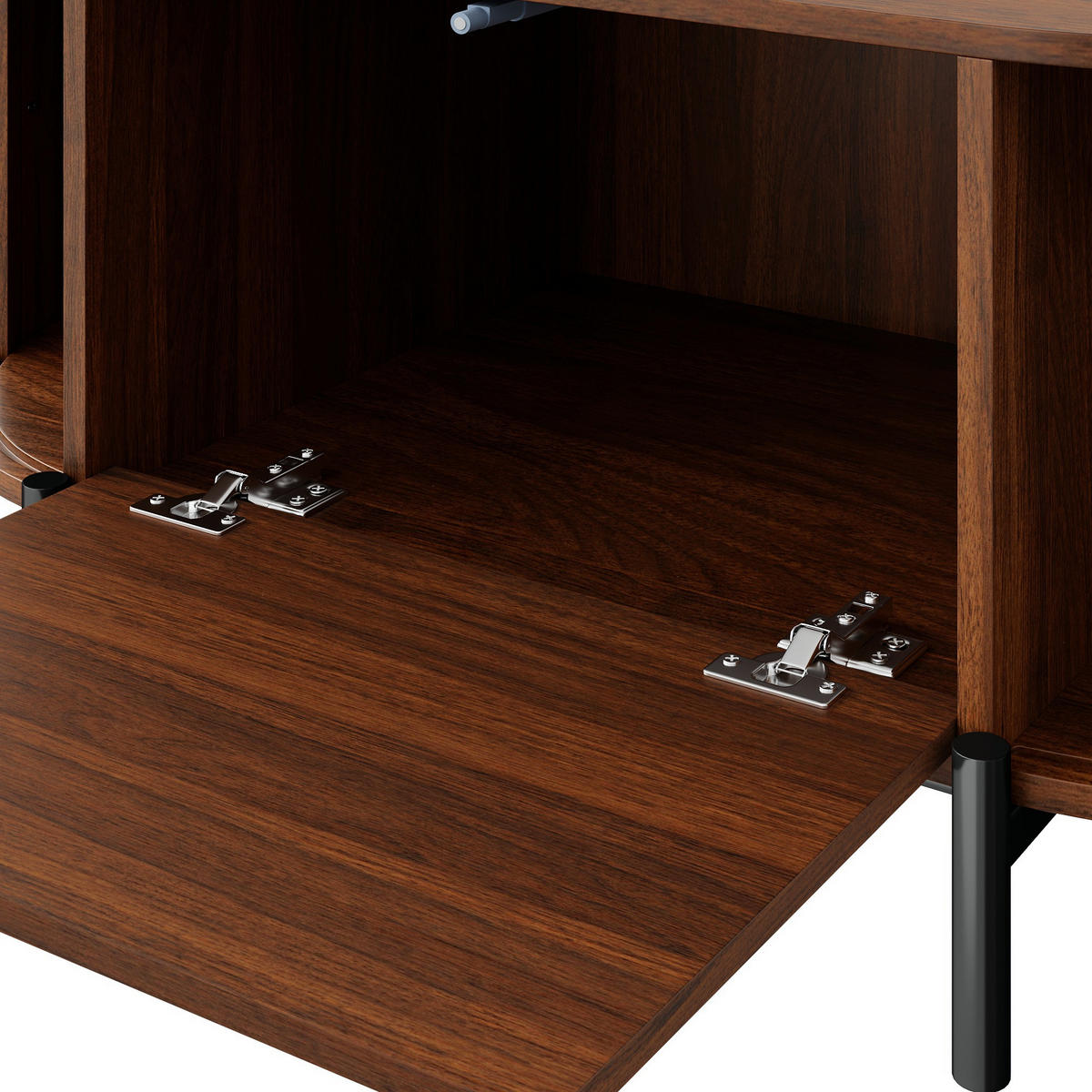 COUCHTISCH in Holzoptik Ovaler Wohnzimmertisch mit Schiebetüren und Stauraum, B100/T50H40(cm) - Schwarz/Braun, Holzwerkstoff/Metall (50/100/40cm) - STILVORA