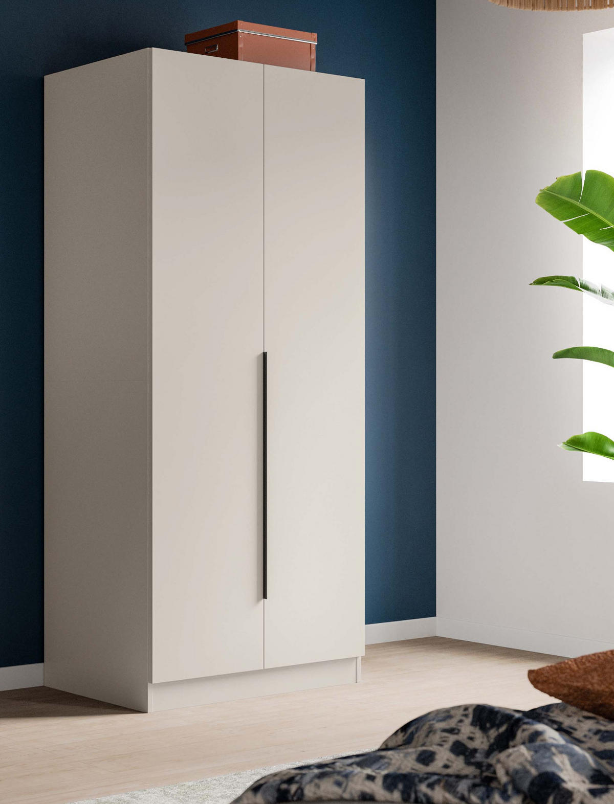 KLEIDERSCHRANK kaschmir 80 x 181 cm, Drehtürenschrank 2-türig - Kaschmir/Schwarz, Holzwerkstoff/Kunststoff (80/181/52cm) - Inn.Furn