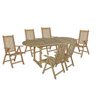 GARTEN-SITZGRUPPE Manuel 7-teilig Gartenmöbel-Set - Teakfarben, Holz - DELUKE