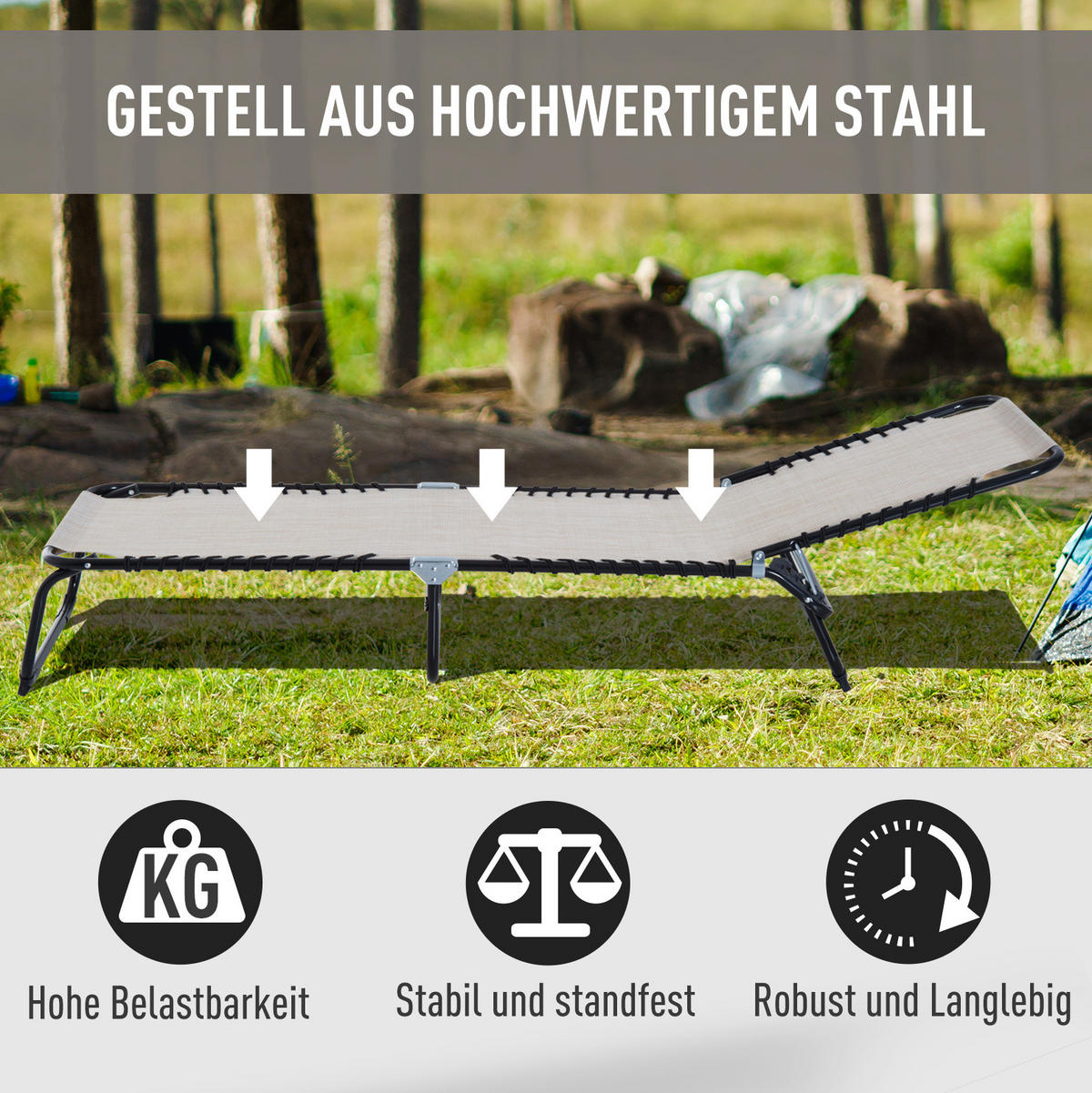 SONNENLIEGE aus Stahl in Cremeweiß mit verstellbarer Rückenlehne - Weiß, Metall (58/30/197cm) - Modfu