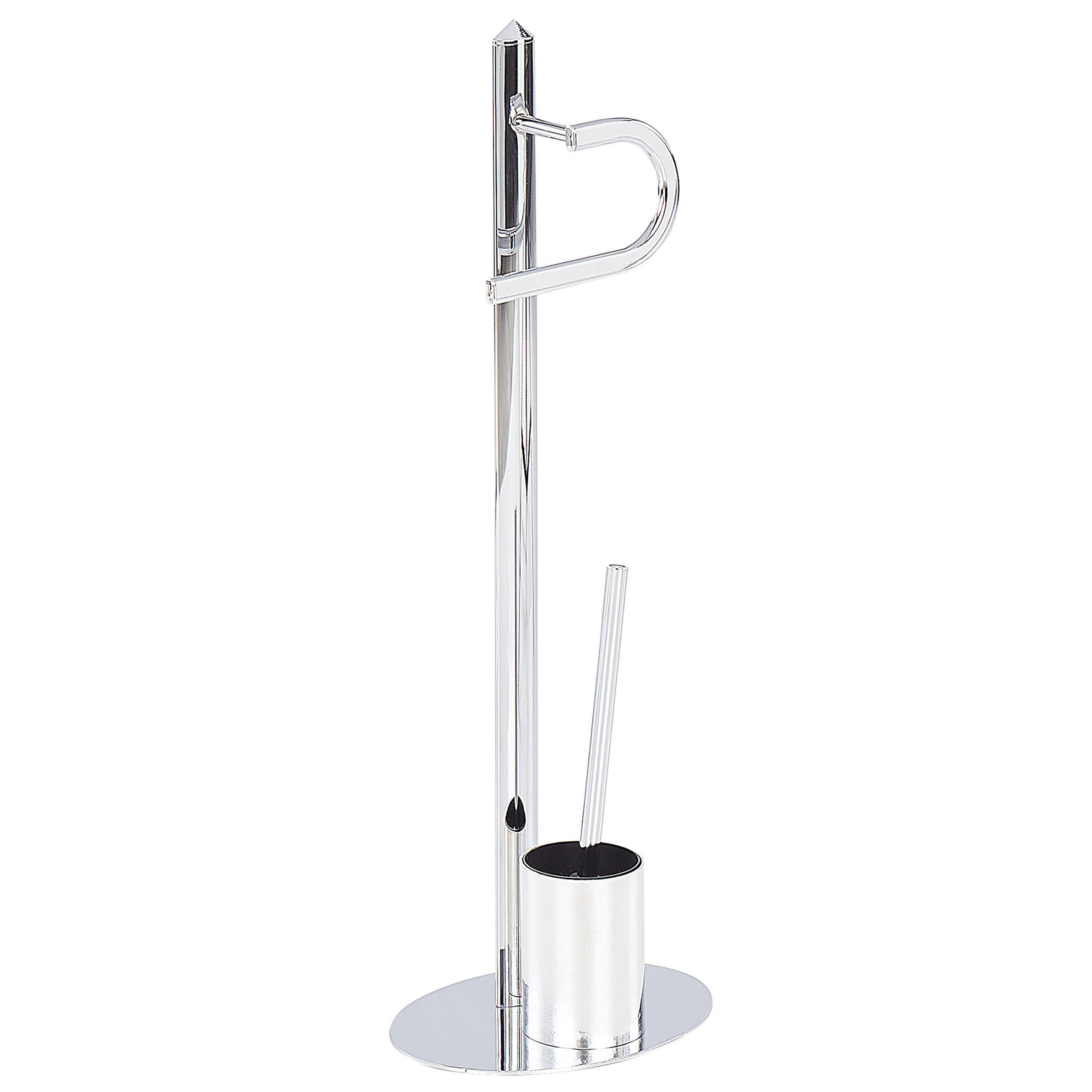 TOILETTENPAPIERHALTER mit Bürste Metall Silber Sarto - Silberfarben, Metall (28/78/20cm) - Beliani