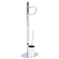 TOILETTENPAPIERHALTER mit Bürste Metall Silber Sarto - Silberfarben, Metall (28/78/20cm) - Beliani