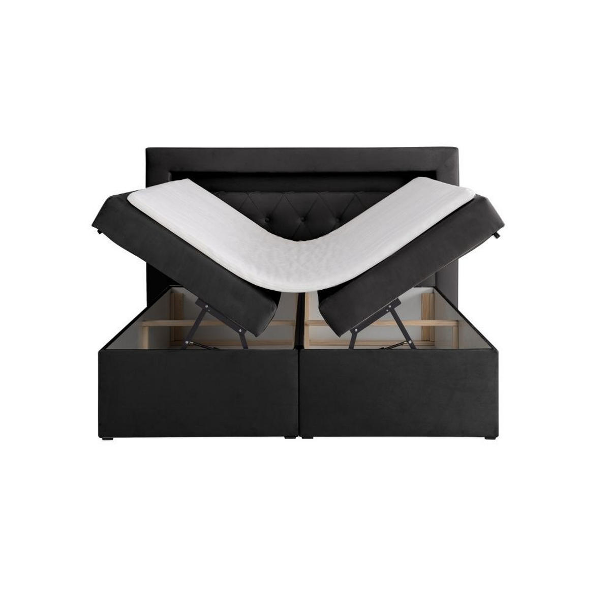 BOXBETT Lui Gold mit Bonnelmatratze, Topper, LED-Beleuchtung, 120x200, Dunkelgrau - Dunkelgrau, Holzwerkstoff/Kunststoff (120/200cm) - AN-Moebel 4u