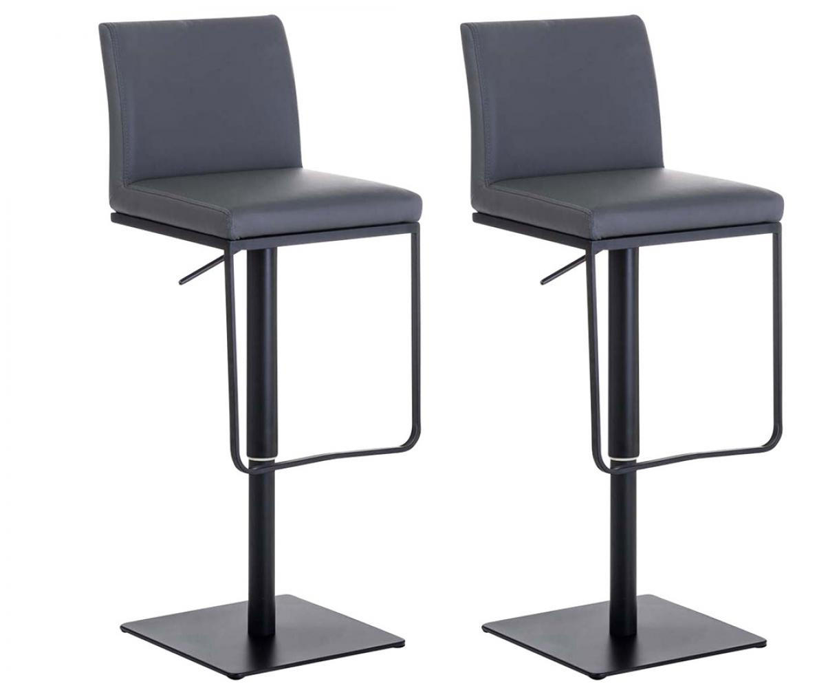 BARHOCKER 2er Set Lederlook Grau - Schwarz/Grau, Textil/Metall (42/86/44cm) - CLP