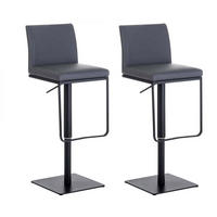 BARHOCKER 2er Set Lederlook Grau - Schwarz/Grau, Textil/Metall (42/86/44cm) - CLP