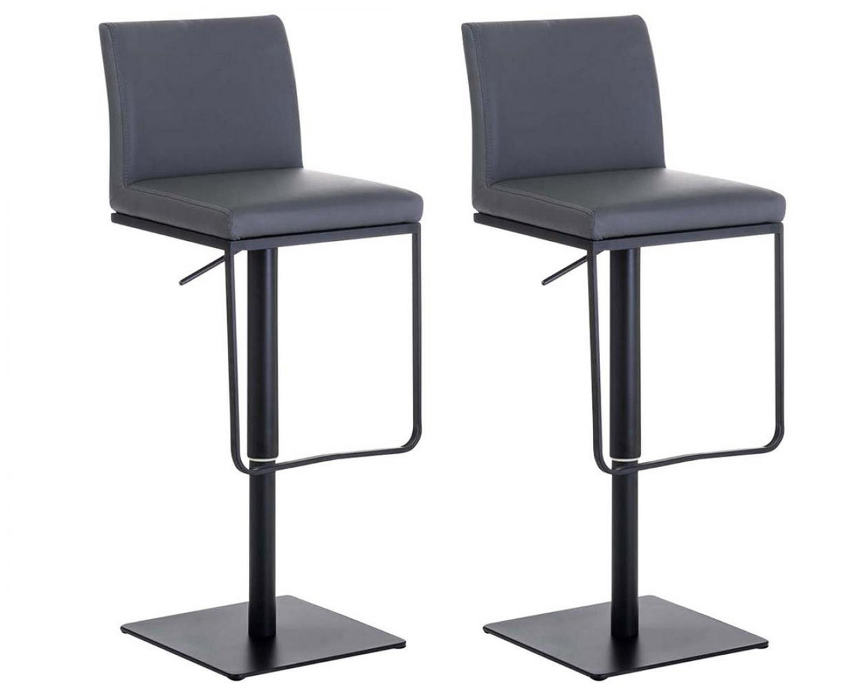 BARHOCKER 2er Set Lederlook Grau - Schwarz/Grau, Textil/Metall (42/86/44cm) - CLP
