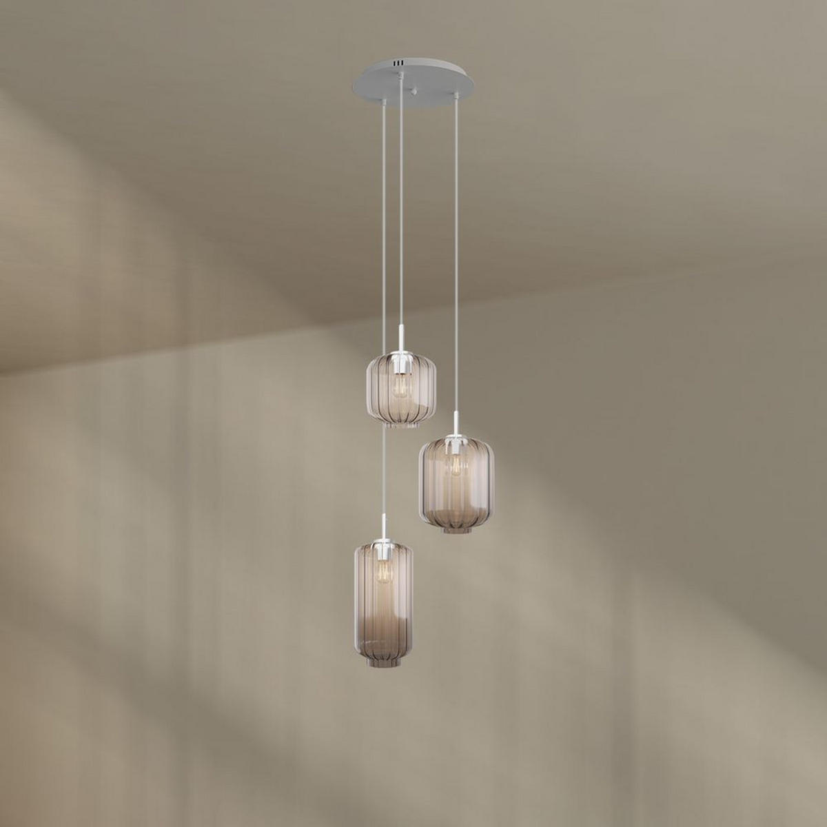 GALERIELEUCHTE Velo 3-flammig Klar Ø 18/20/25cm - Klar/Weiß, Glas (25/25/27cm) - s.luce