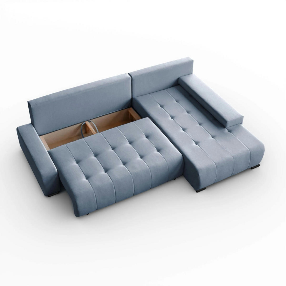 ECKSCHLAFSOFA Draco L Schwarz - Schwarz, Textil/Metall (268/183cm) - Beautysofa