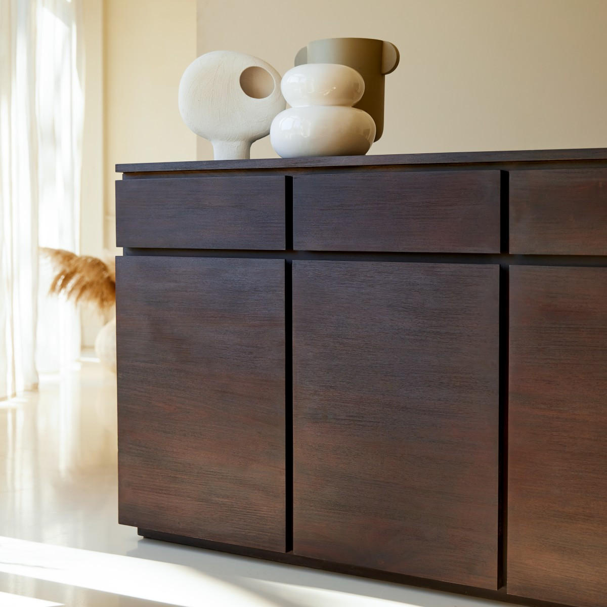 SIDEBOARD Eva Braun aus Mahagoni - Braun, Holz (200/90/45cm) - Tikamoon