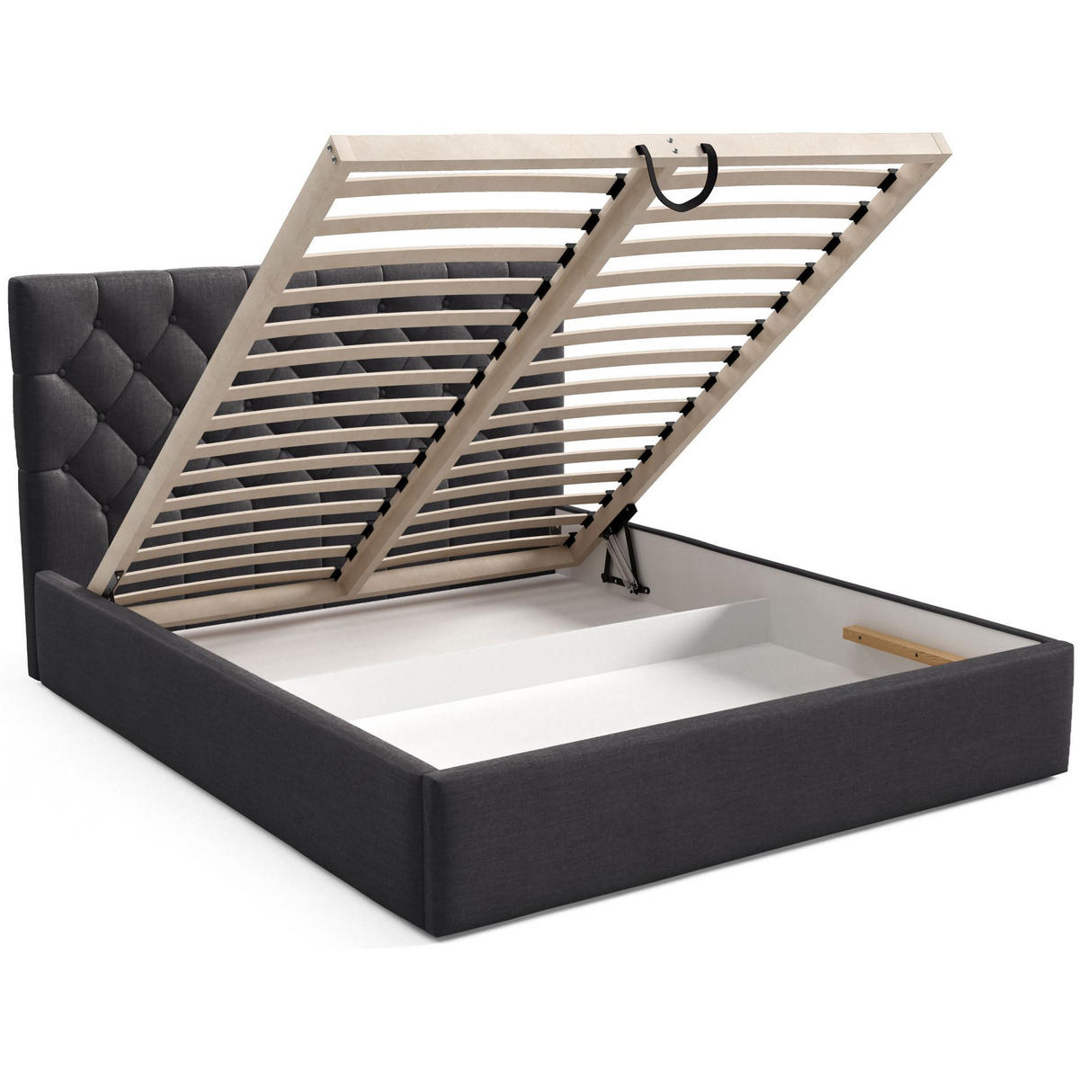 POLSTERBETT Aurevia Graphitgrau Samtbezug 180x200 cm - Graphitfarben, Textil (180/200cm) - Selsey