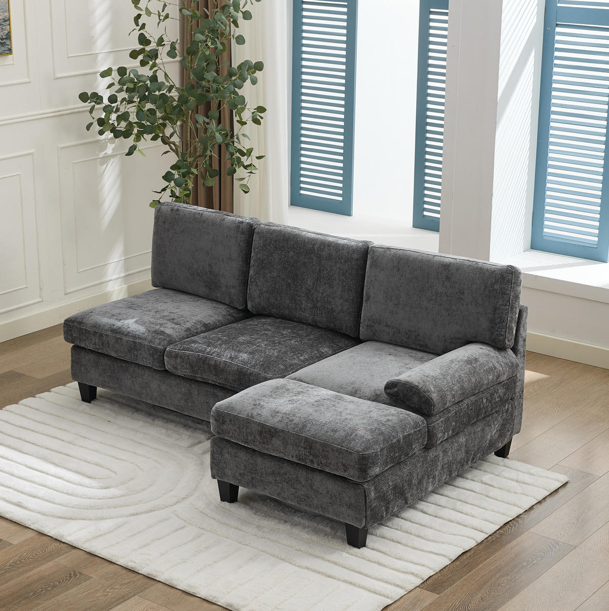 ECKSOFA L-Form, Stoff mit Schlaffunktion, 194/118/81 cm, Grau - Grau, Textil (118/194cm) - Redom