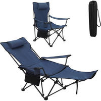 CAMPINGSTUHL Faltbar mit Fußablage Blau - Blau, Textil (84/88.5/160cm) - Woltu