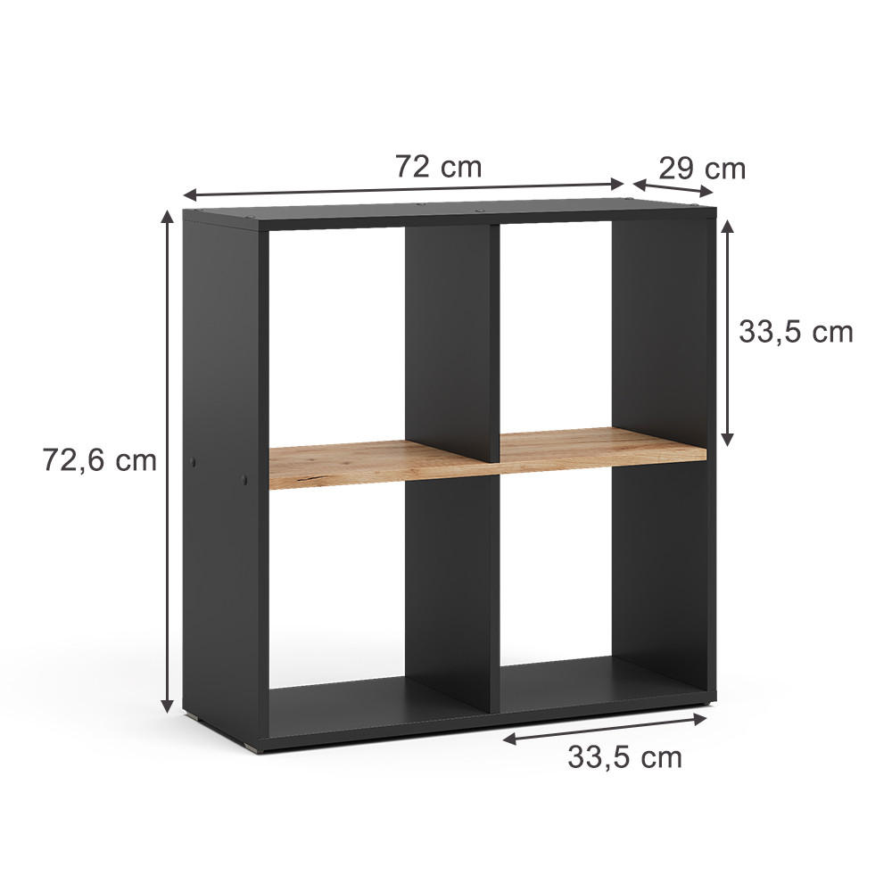 RAUMTEILER Tetra Anthrazit/Goldkraft Eiche 72.6 x 72 cm - Honigeiche/Anthrazit, Holzwerkstoff (72/72.6/29cm) - Vicco