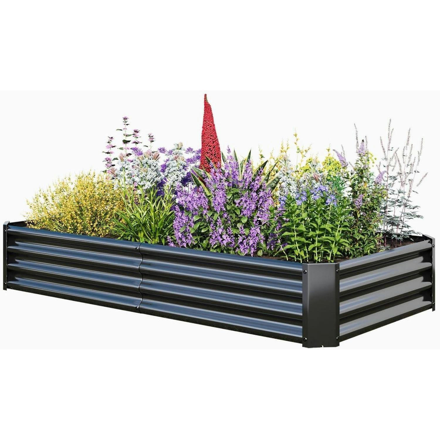 HOCHBEET-SET Metall Schwarz 180 x 90 x 30 cm - Schwarz, Metall (90/30/180cm)