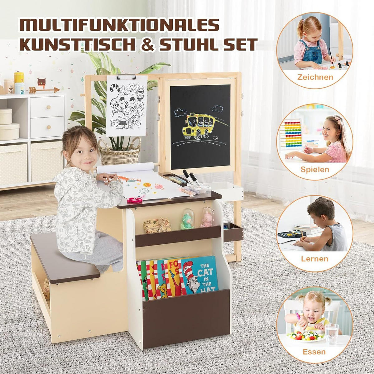 STAFFELEI 100cm Kaffee - Braun, Holz (81/100/114cm) - COSTWAY