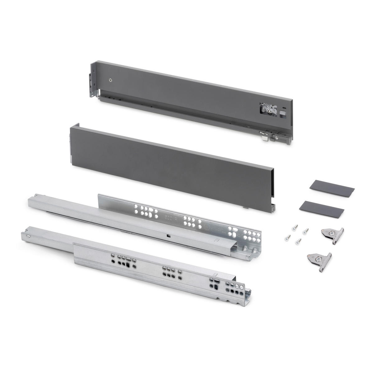AUSSENSCHUBLADE Vertex mit 3D-Regelung, Höhe 93mm, 40Kg, Tiefe 270mm, Stahl, Grau anthrazit - Anthrazit, Metall (16/6/30cm) - EMUCA