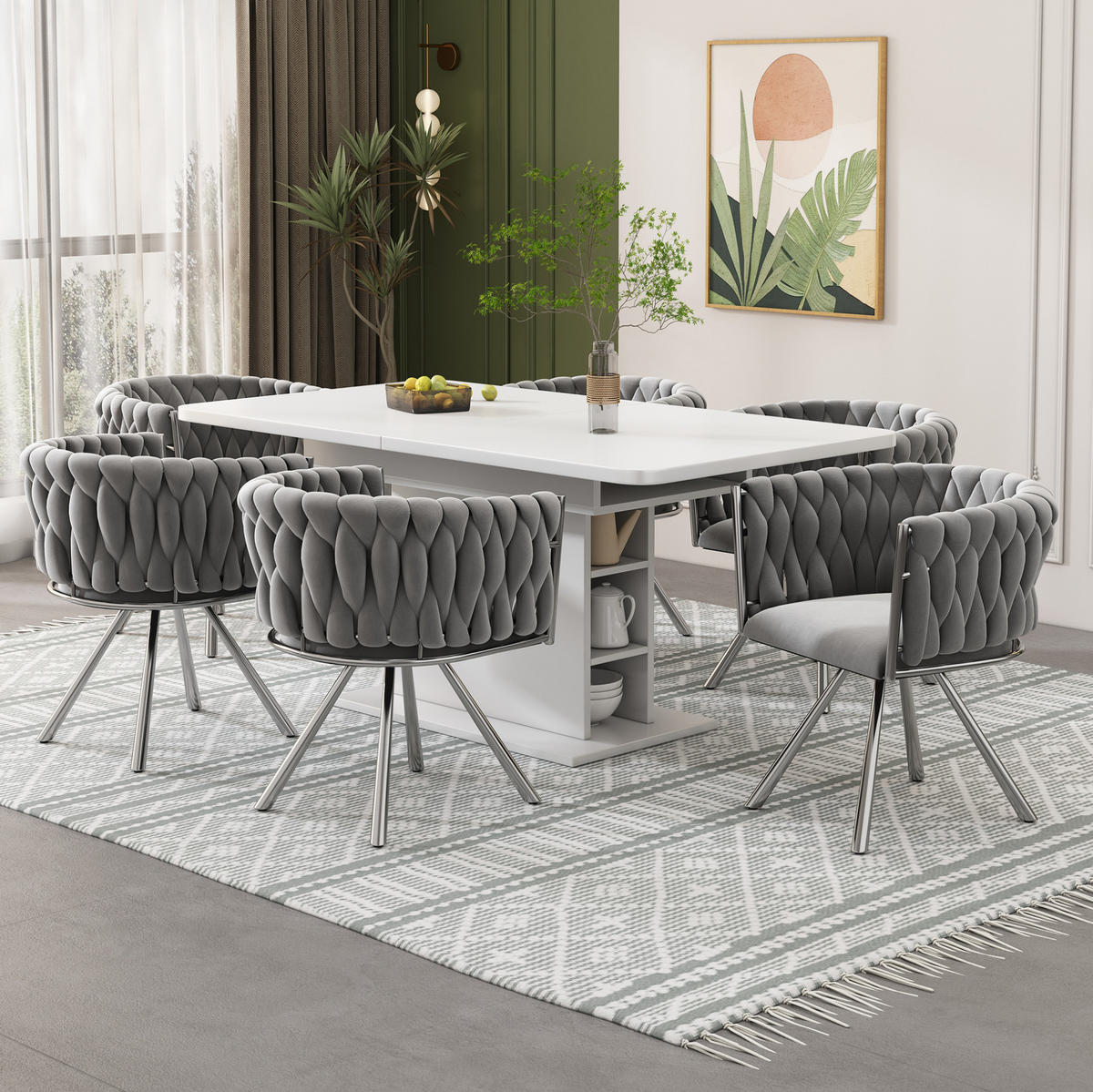 ESSZIMMERSTUHL 2er-Set drehbar Samt Grau Silber - Grau, Metall (54/72/59cm) - Meubliv