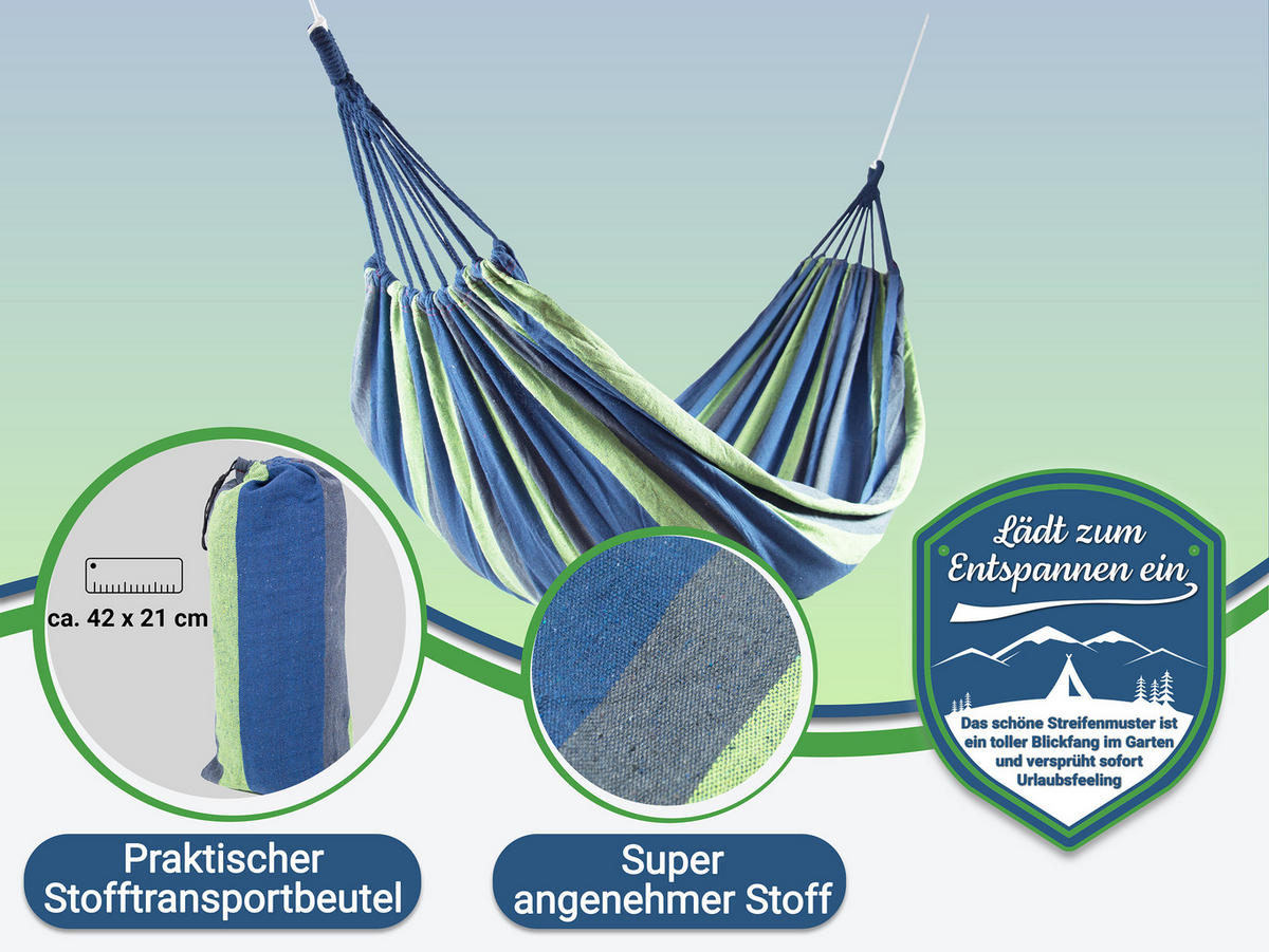 HÄNGEMATTE, 90% Polyester, 10% Baumwolle, Blau - Dunkelblau, Textil (150/1/210cm) - Zollner
