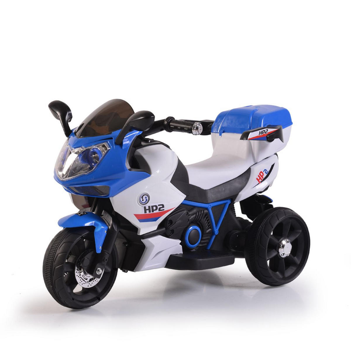 ELEKTROFAHRZEUG Motorrad HP2 FB-6187 blau mit Musikfunktion, Spielzeugkorb, ab 3 Jahre - Blau, Kunststoff (96/46/60cm) - Moni