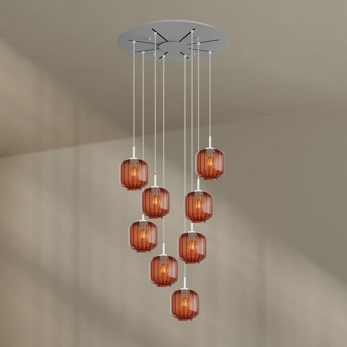 GALERIELEUCHTE Velo 8-flammig Braun Ø 20cm - Braun/Weiß, Glas (20/20/20cm) - s.luce