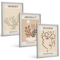 BILDER SET 3er Set - 40x60 cm Silberner Rahmen - Moderne Pflanzenlinien - Silberfarben, Kunststoff (40/60cm) - TULUP