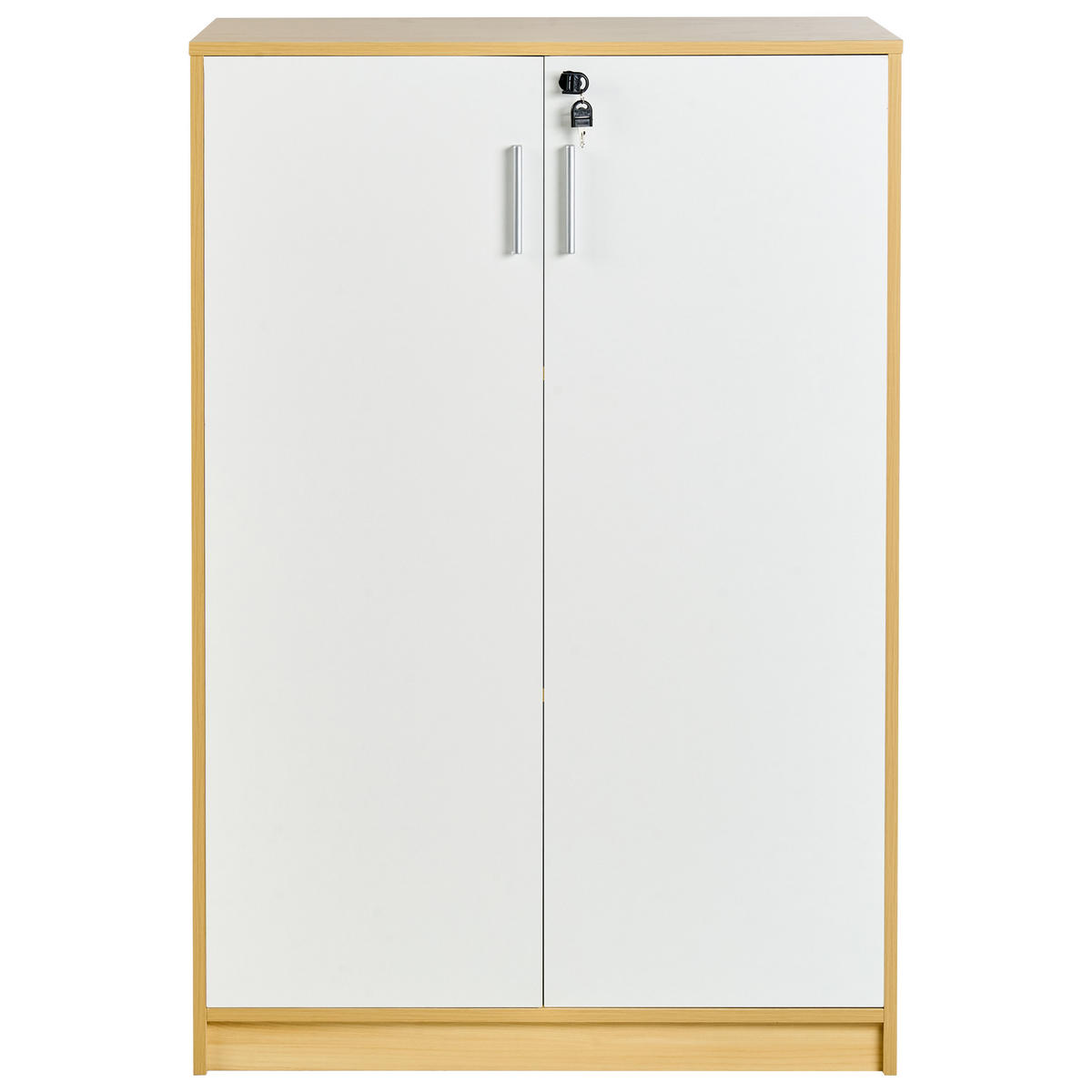 BÜROSCHRANK Hellbraun/Weiß Zehna - Hellbraun/Braun, Holzwerkstoff (80/117/40cm) - Beliani