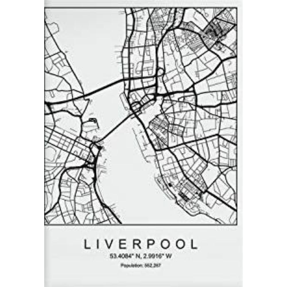 POSTER Liverpool Minimalistische Stadtplanen A3 Rahmenlos - Klar, Papier (29.7/5/42cm) - Nacnic
