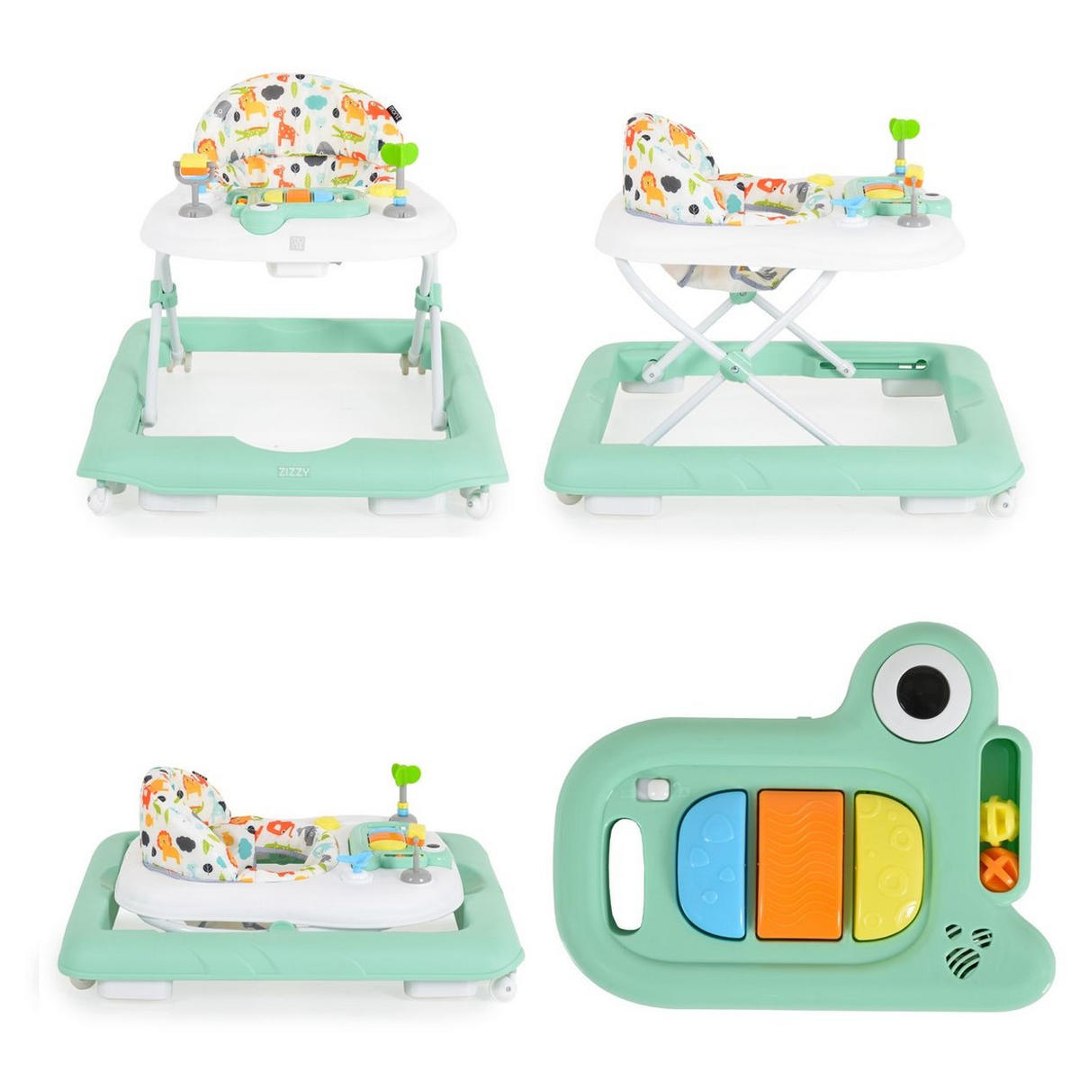 LAUFLERNHILFE Zizzy grün Spielcenter, Musikfunktion, Stopper, höhenverstellbar - Grün, Kunststoff (55/52/69cm) - Moni
