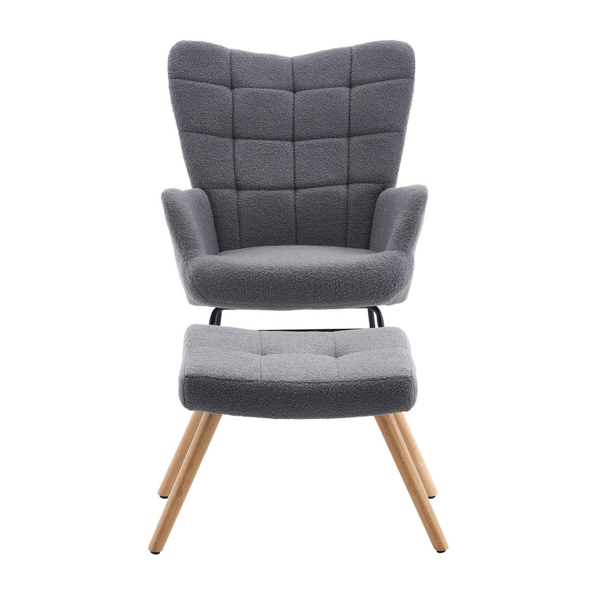 SCHAUKELSTUHL wohnzimmer mit hocker und verdicktem Sitzkissen ,Bodenschutzleiste, grau - Grau, Holzwerkstoff/Textil (68/91/88cm) - STILVORA