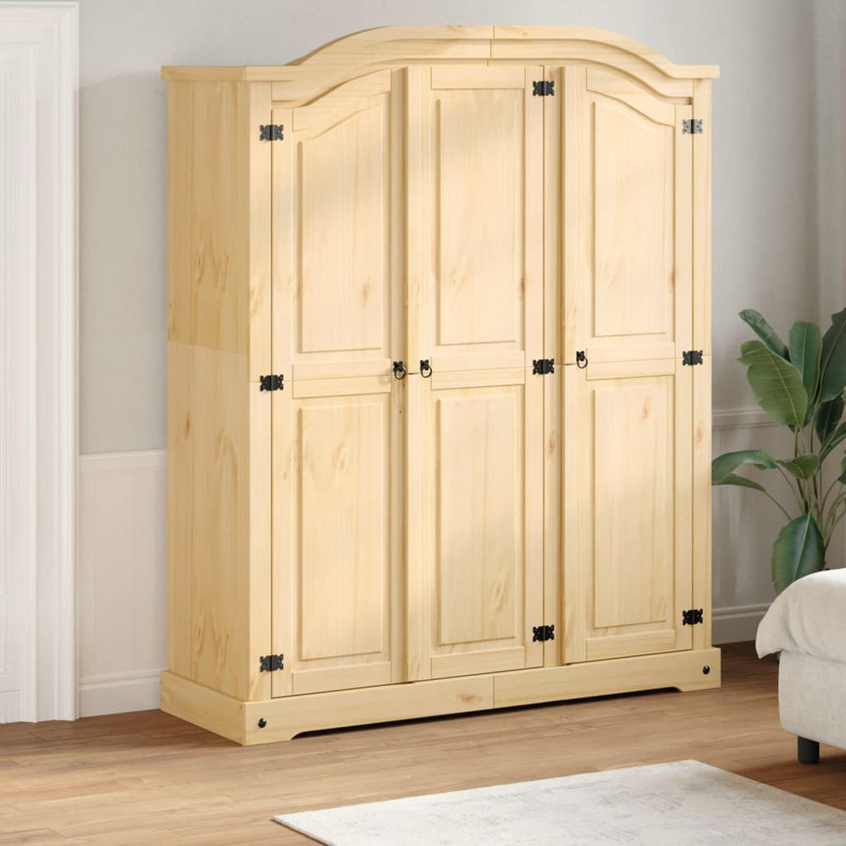 KLEIDERSCHRANK Corona 151,5/52/186 Cm Massivholz Kiefer - Braun, Holz (52/186/151.5cm) - vidaXL