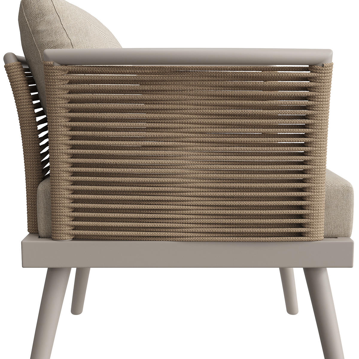 GARTENSET L-Form 7 Personen Grau/Beige Mit Holztisch - Beige, Metall - FLIEKS