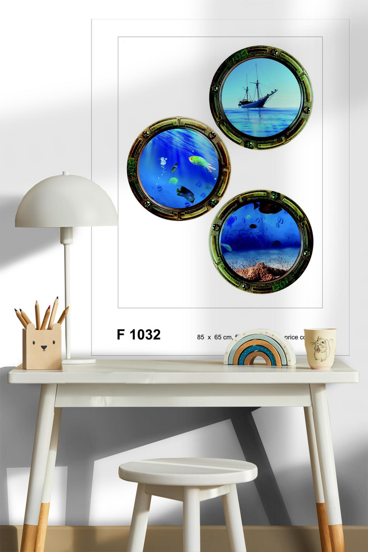 WANDTATTOO Meerblick 85 x 65 cm - Blau, Papier (85/65/65cm) - Sanders & Sanders