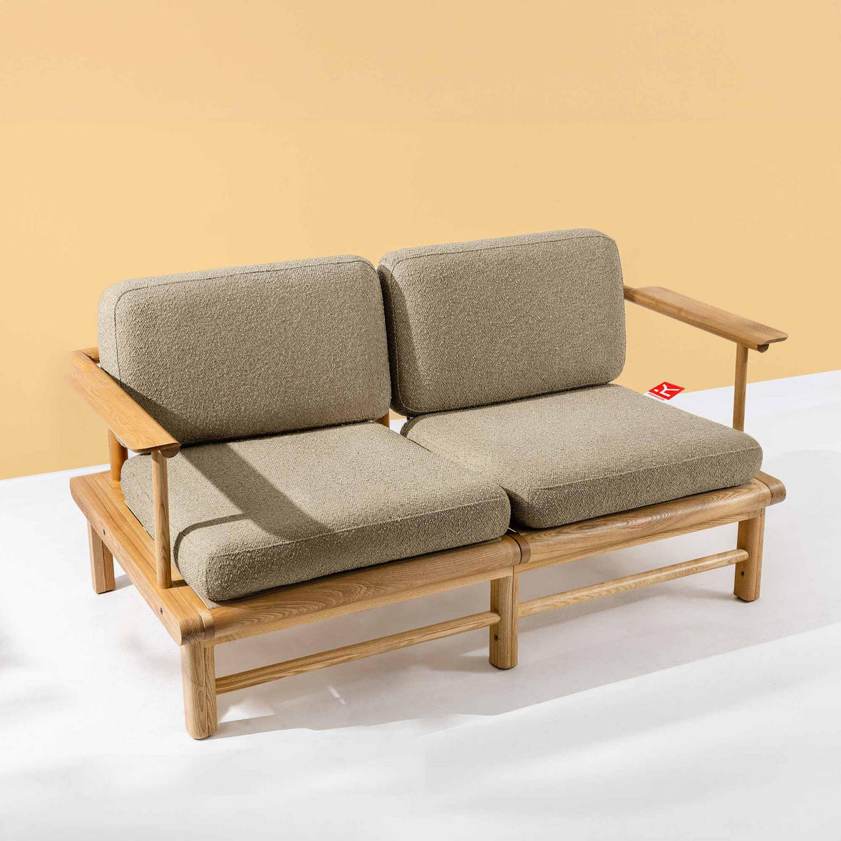 GARTENSOFA ATREDA 2-Sitzer - Beige, Holz/Textil (160/74/80cm) - KONSIMO®