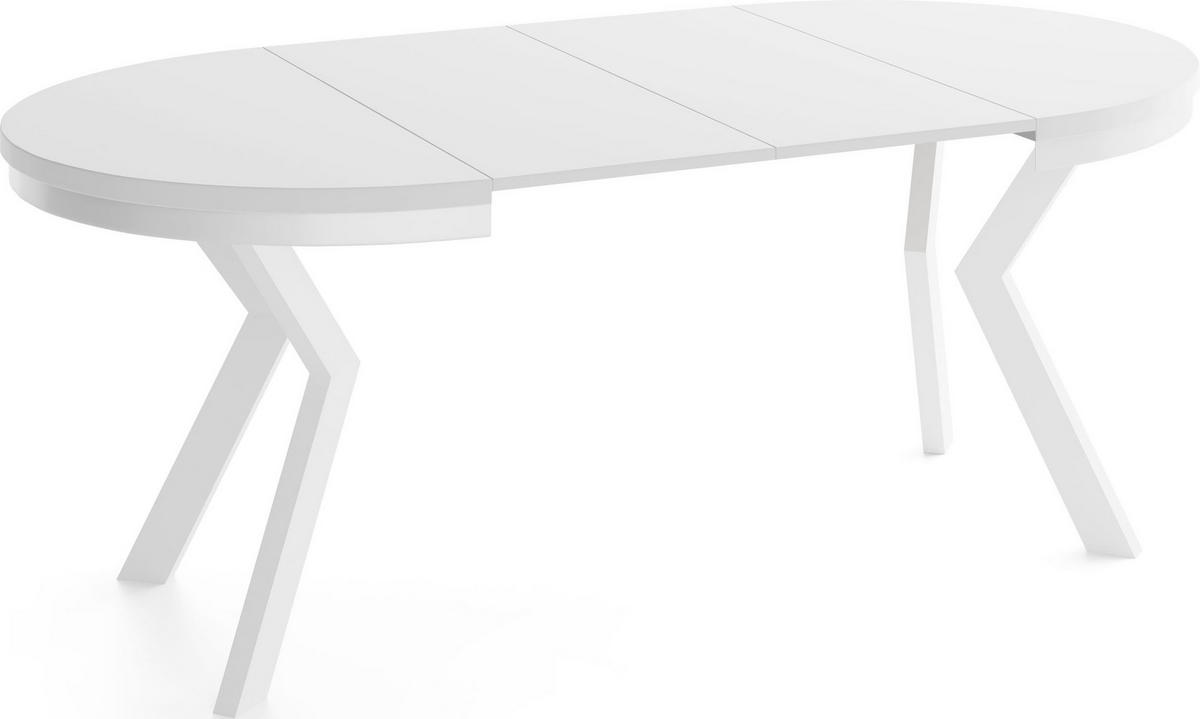 ESSTISCH Savio Weiß Neo rund ausziehbar verlängerbar XXL, Weiß 100-200/100/77 cm - Weiß, Holz/Holzwerkstoff (100/100/77cm) - WFL GROUP