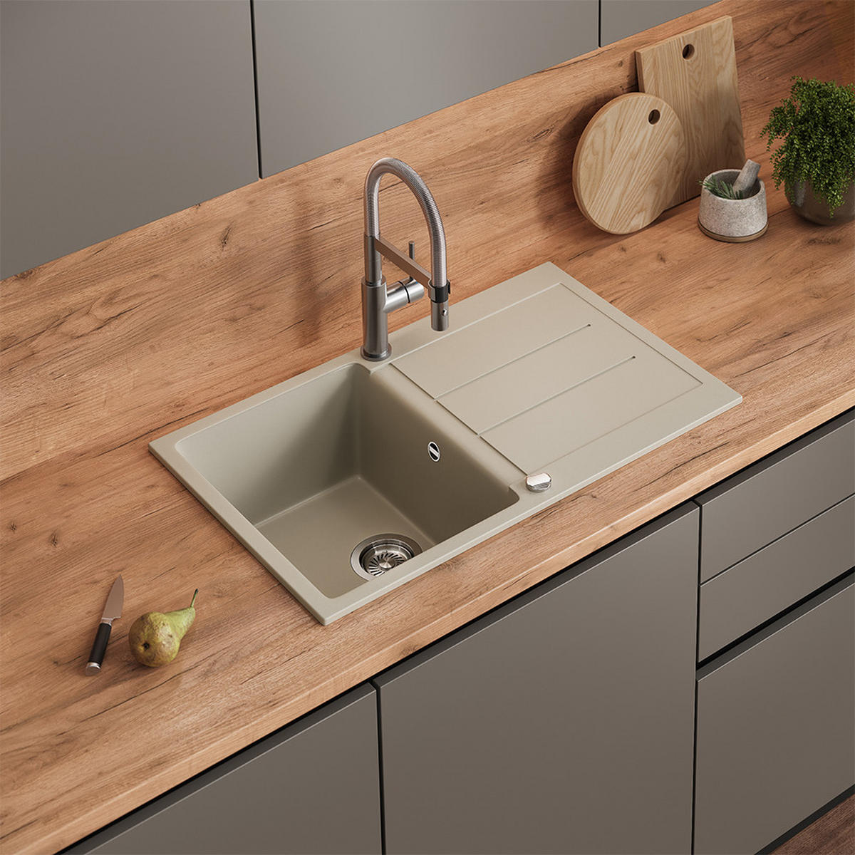 SPÜLBECKEN Kapstadt Beige 78 x 50 cm - Beige, Keramik (78/20/50cm) - Bergstroem