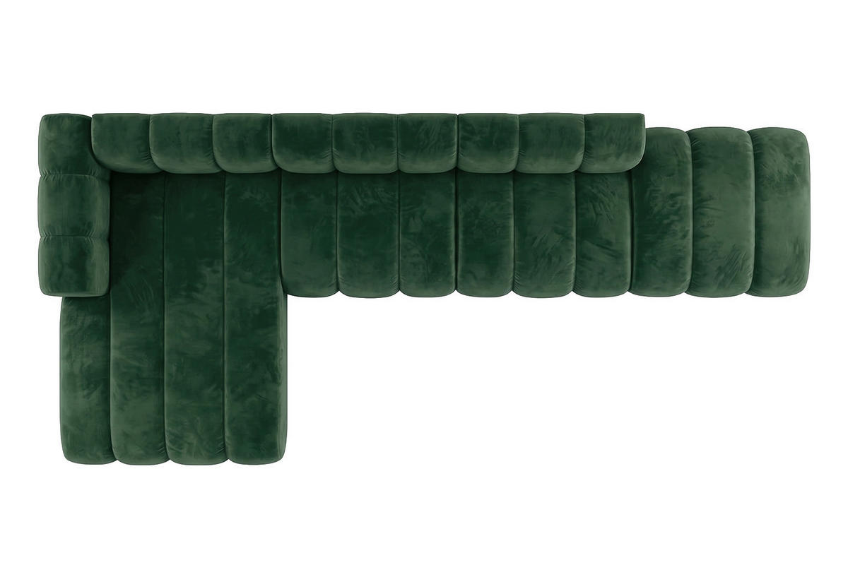 ECKSOFA Modulares In L-Form Mit Hocker, Velvet-Stoff Riviera, Grün, Links, GRAND - Grün, Holz (386/179cm) - Kaiser Möbel