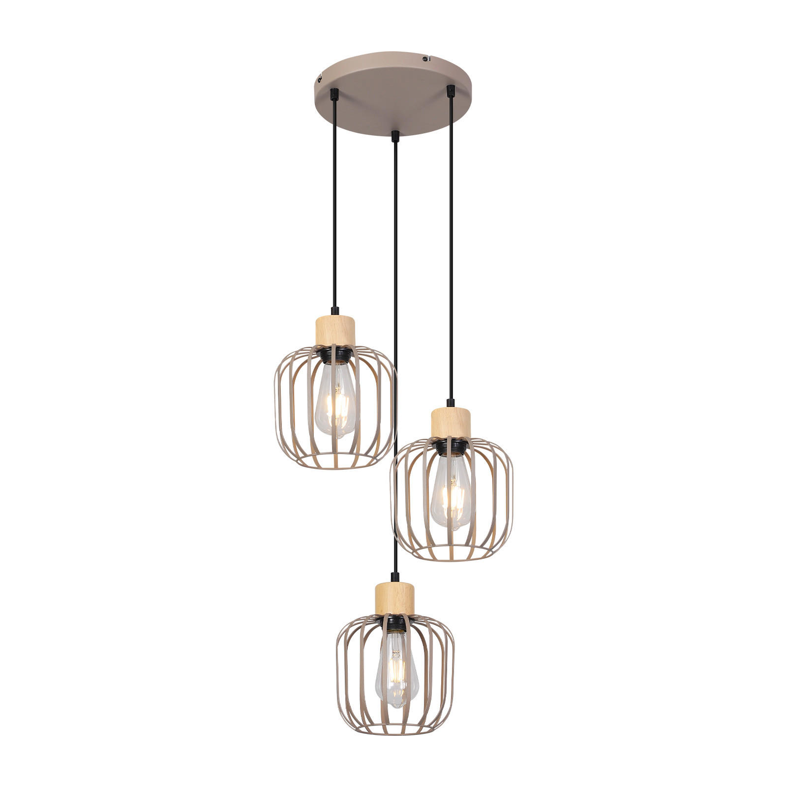 PENDELLEUCHTE Sythveth 25/18/145 cm - Grau, Holz/Metall (25/18/145cm) - ZMH