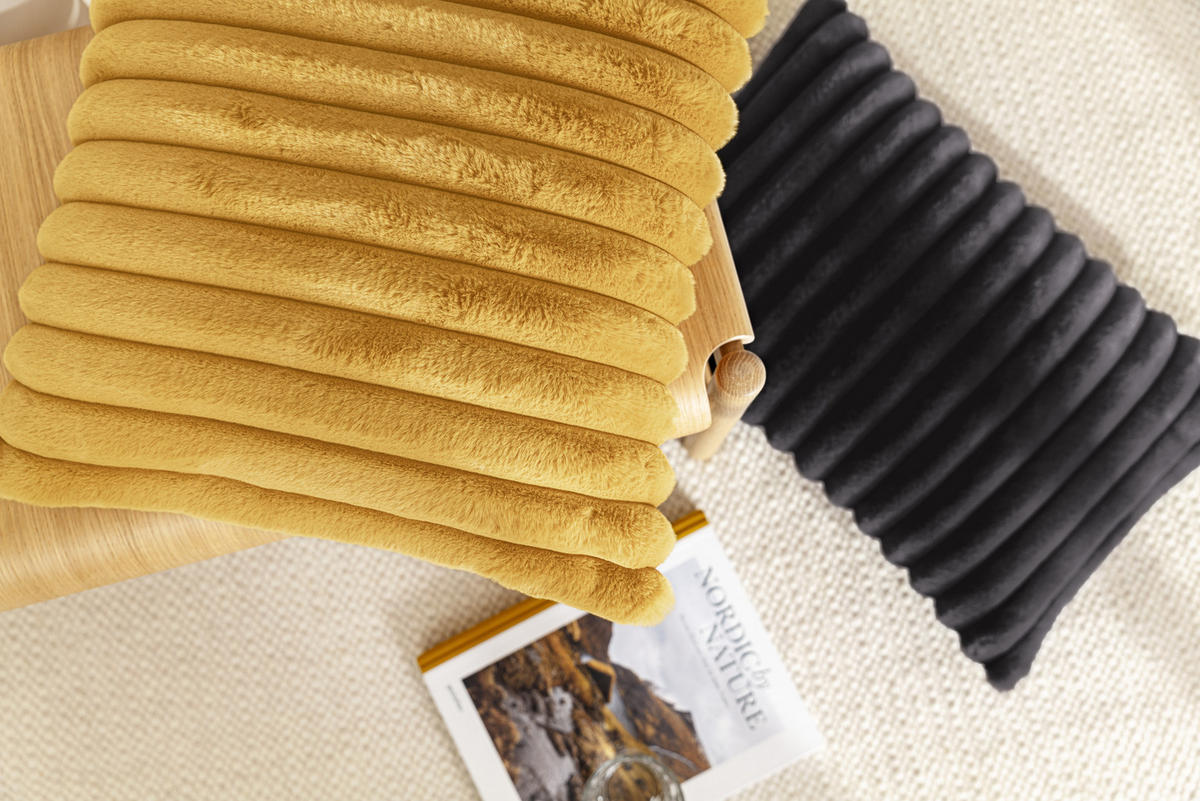 KISSENHÜLLE Raya Streifen Look anthrazit - Anthrazit, Textil (45/45cm) - Magma Heimtexx
