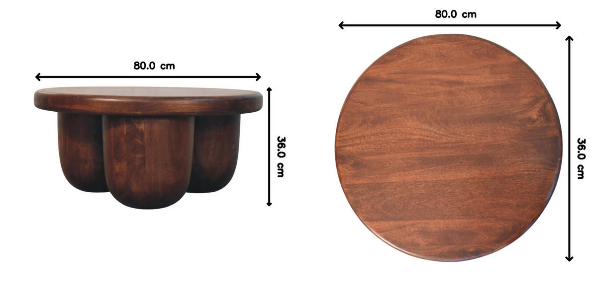 COUCHTISCH mit Wine-Wood-Oak-Finish, abgerundete säulenartige Beine, dunkelbraun - Dunkelbraun, Holz (80/80/36cm) - Artisan Furniture