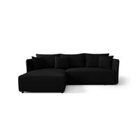 ECKSOFA MILANO links schwarz Cord Poso 135 - Schlaffunktion, Bettkasten - Schwarz, Textil (245/185cm) - Cornero