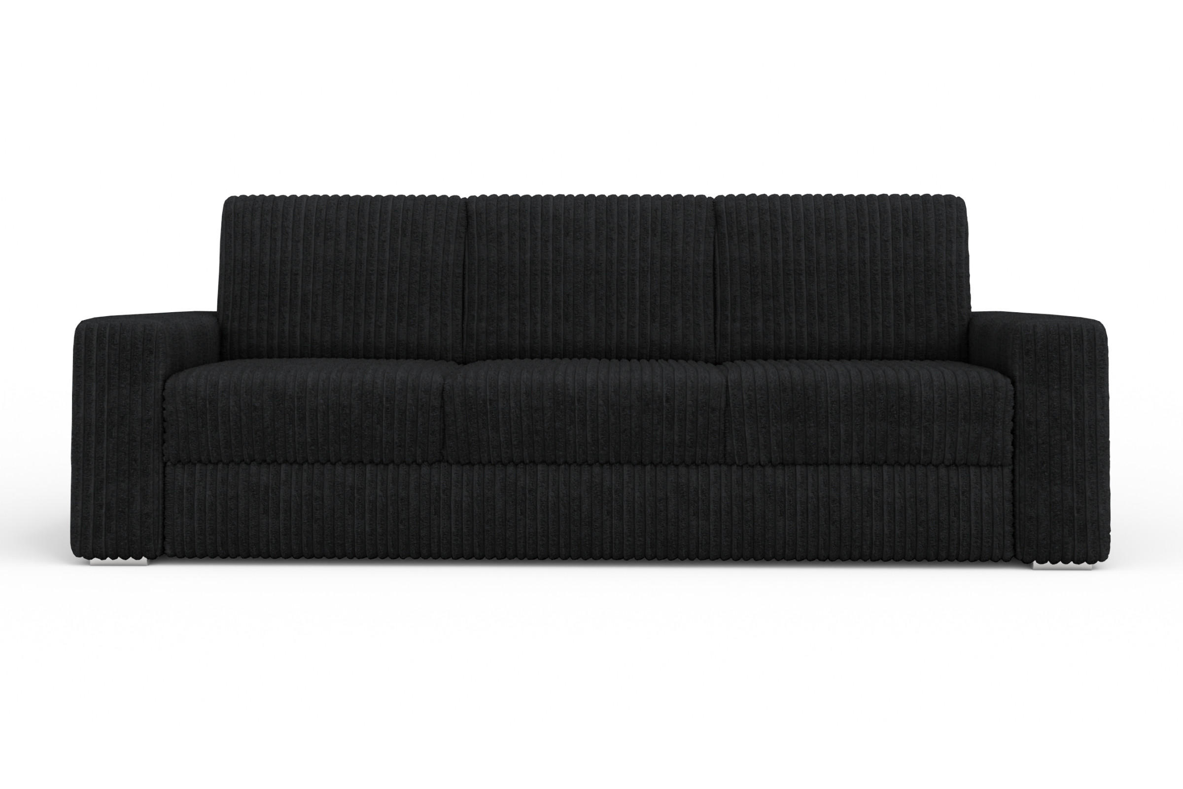 SOFA TIMON 245cm breit in Cord Schwarz - Schwarz, Holz/Holzwerkstoff (245/90/92cm) - Deine Möbel 24