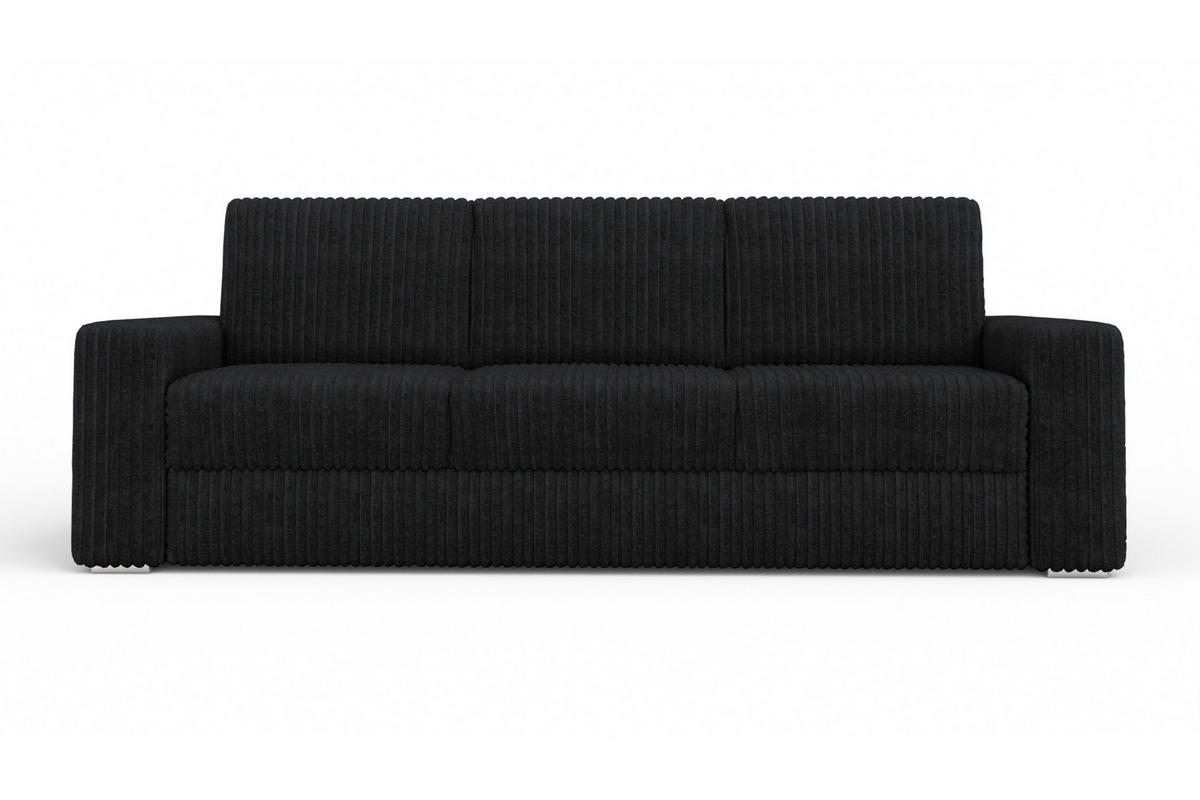 SOFA TIMON 245cm breit in Cord Schwarz - Schwarz, Holz/Holzwerkstoff (245/90/92cm) - Deine Möbel 24