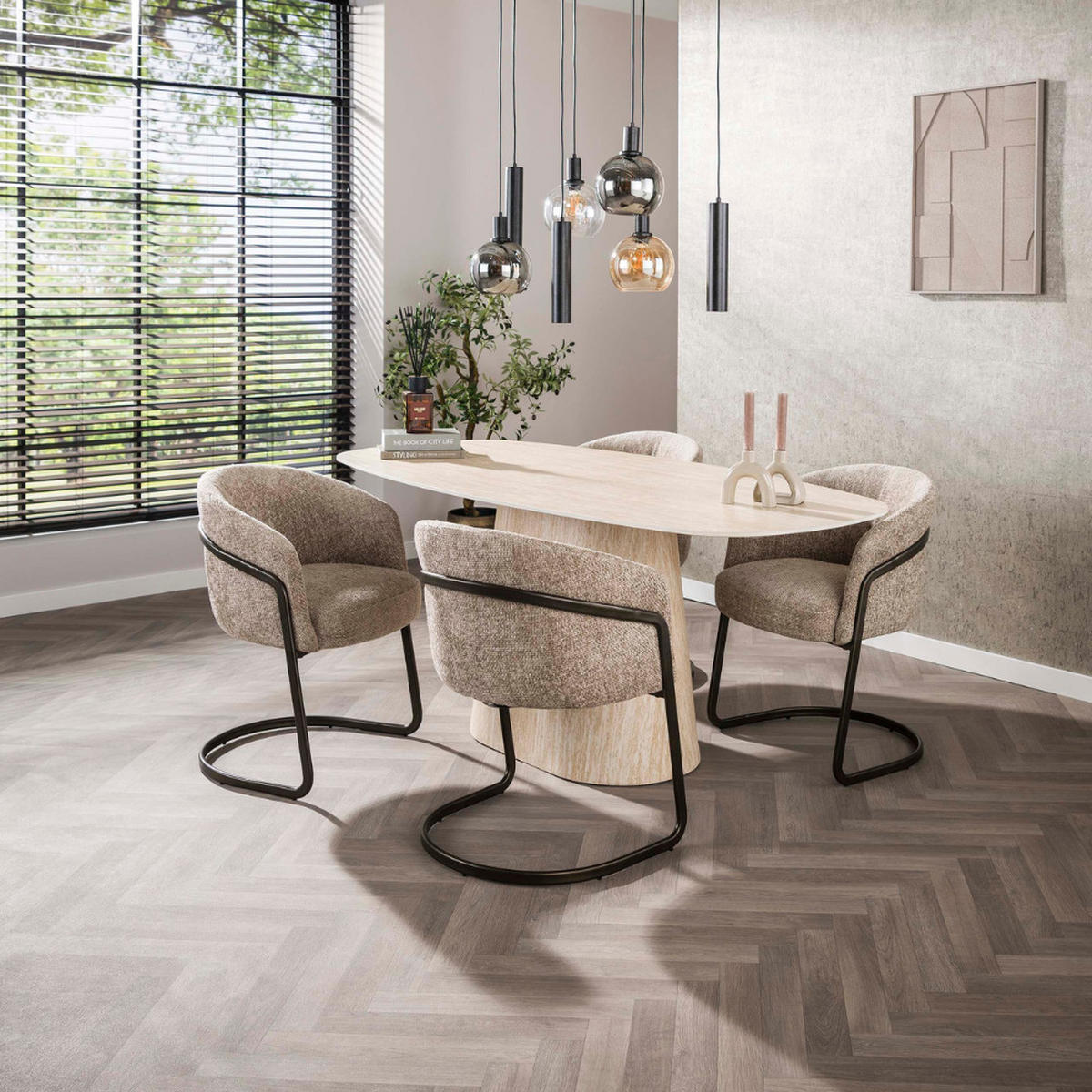 ESSTISCH CENTRO Beige Travertin Optik 180cm - Beige, Keramik (180/90/76cm) - alesvelt