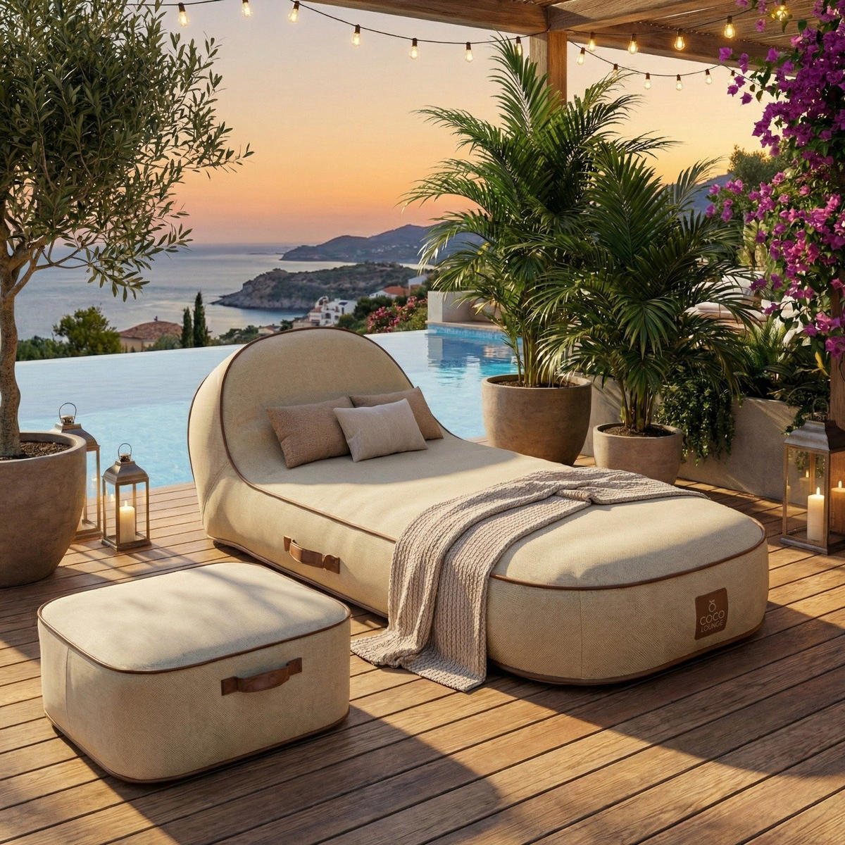 HOCKER NUMA Weiß - Creme/Weiß, Kunststoff/Textil (75/35/75cm) - Coco Lounge