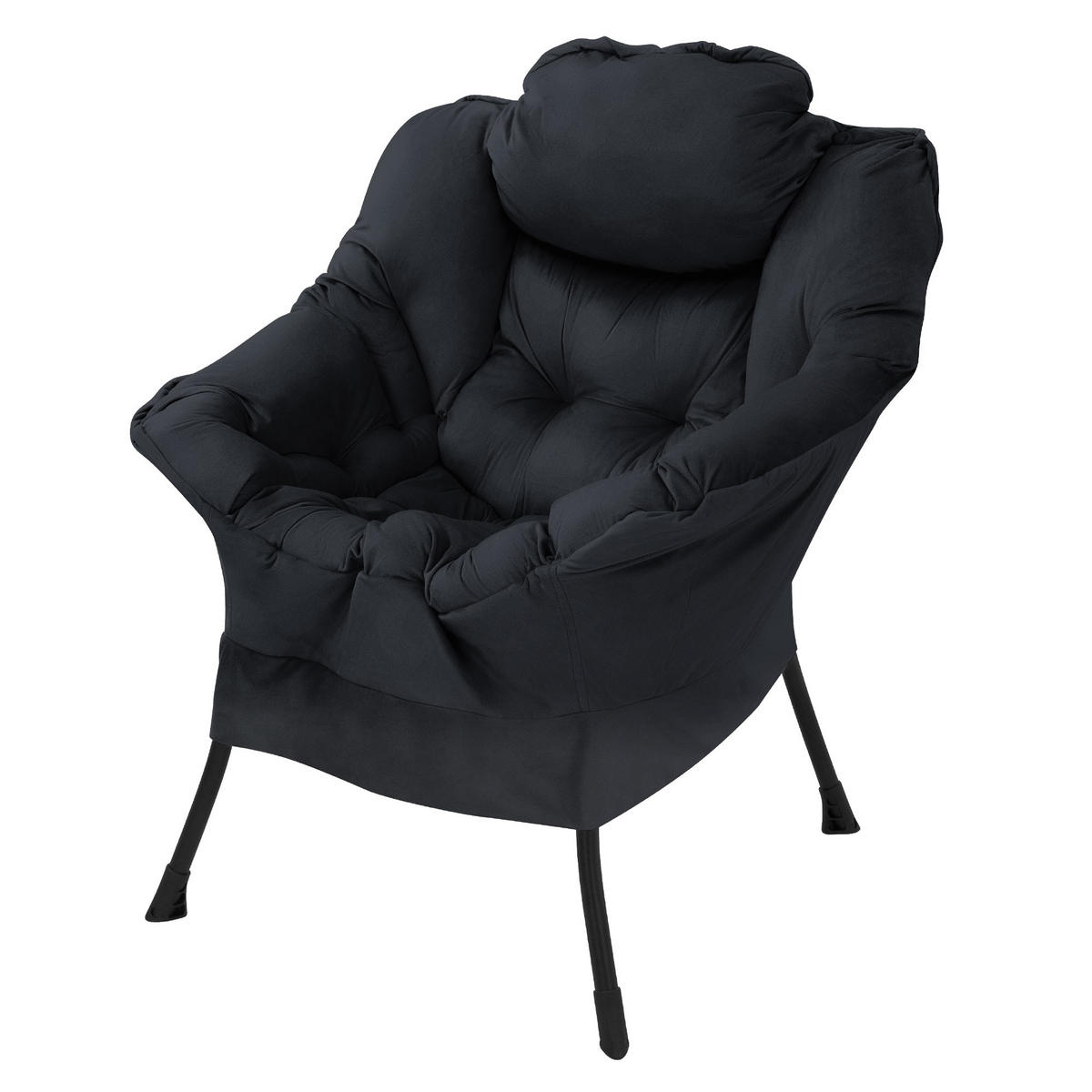 RELAXSESSEL Samt Schwarz - Schwarz, Metall (97/95/82cm) - ML-DESIGN