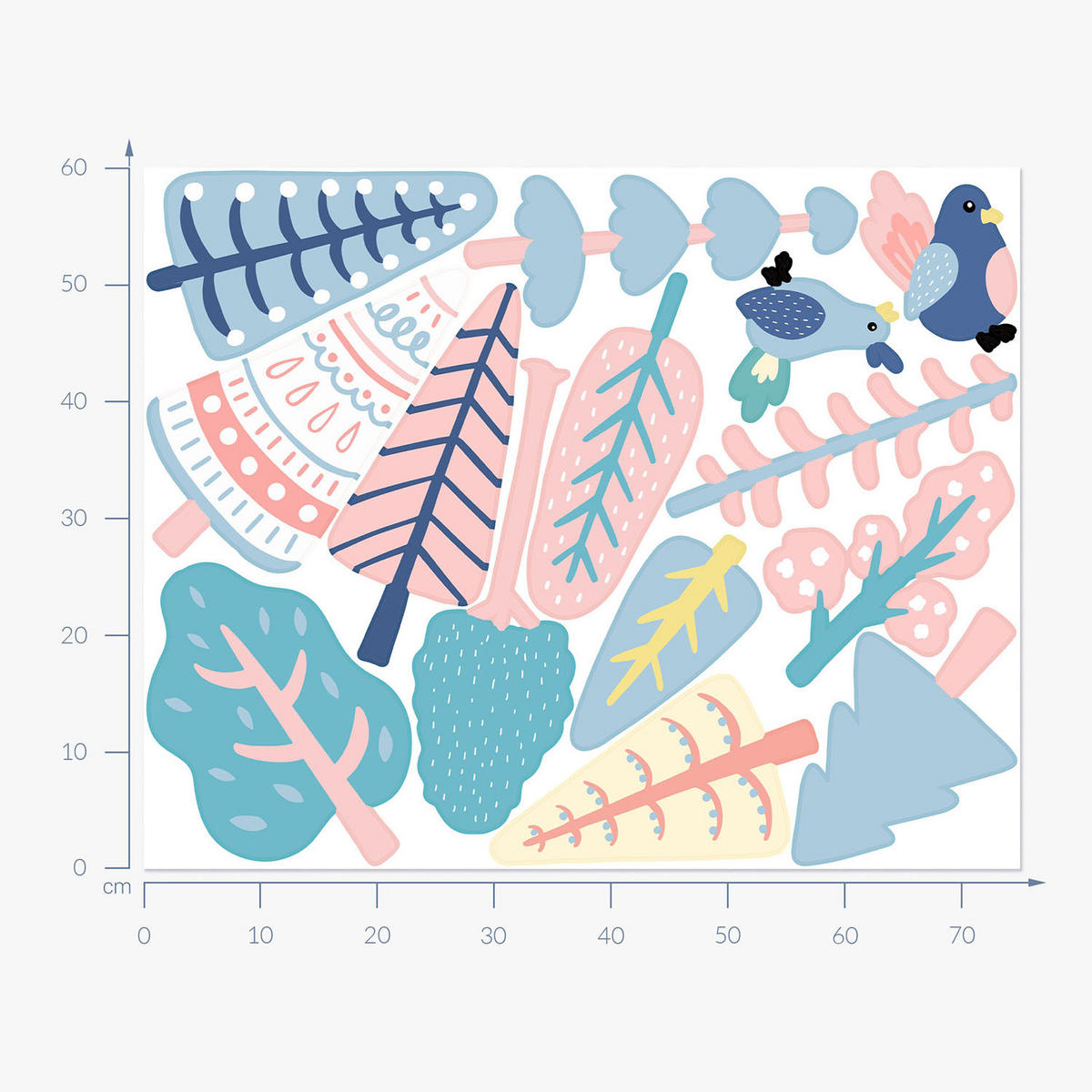 WANDAUFKLEBER 60x75cm - Wald-Boho - Multicolor, Kunststoff (60/75/0.1cm) - Wallfluent