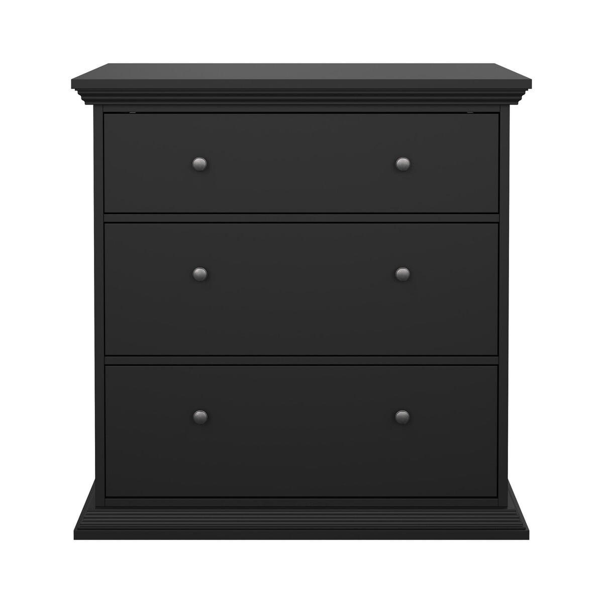 KOMMODE mit 3 Schubladen B86,3 cm – SOUTH - Schwarz, Holzwerkstoff (50.6/13.8/50.6cm) - Calicosy