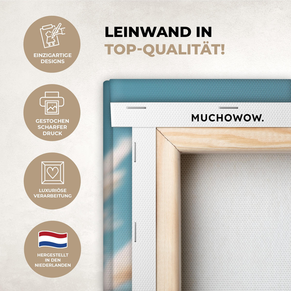 LEINWANDBILD Ziergras - Wind - Hellbraun Wanddeko Schlafzimmer 60x90 cm - Hellblau, Textil (60/90cm) - MuchoWow