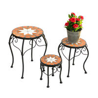 BLUMENHOCKER 3er Set Merano Rund 12014 - Schwarz, Metall (26/37/26cm) - DanDiBo