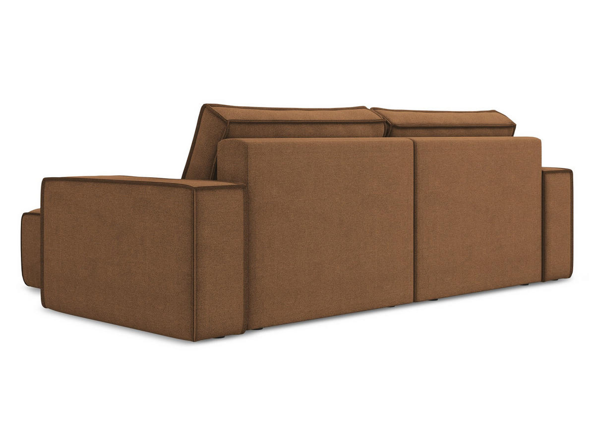 ECKSOFA mit Schlaffunktion Strukturstoff Stoff Orange - Terra cotta/Schwarz, Kunststoff/Textil (257/148cm) - Makamii
